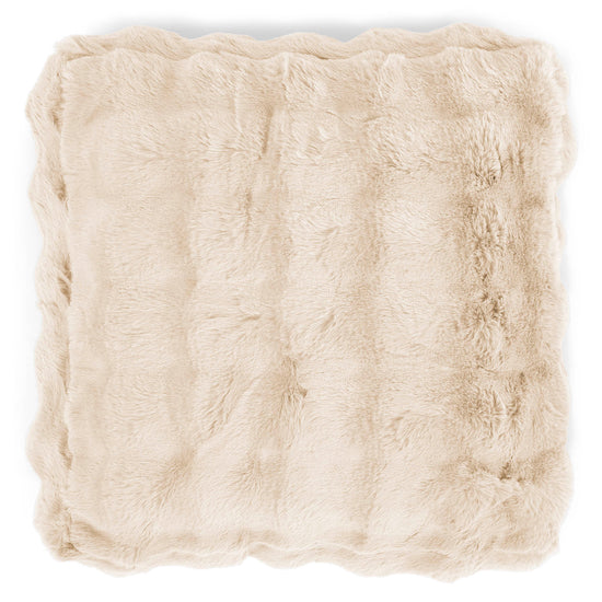 Grand Coussin de Sol - Fausse Fourrure à Bulles Crème 02