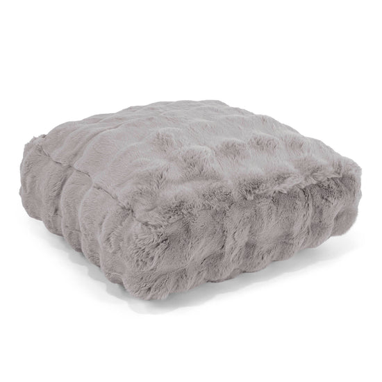 Grand Coussin de Sol - Fausse Fourrure à Bulles Gris 01