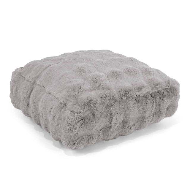 Grand Coussin de Sol - Fausse Fourrure à Bulles Gris 01