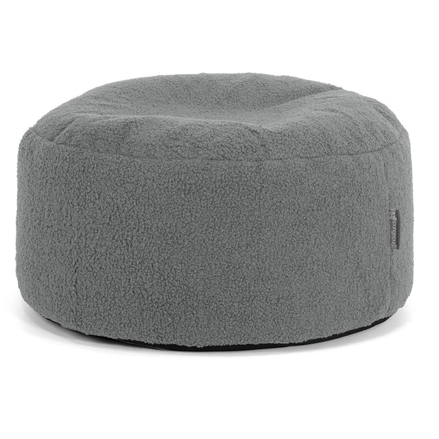Grand Repose-pied Rond - Bouclé Gris 01