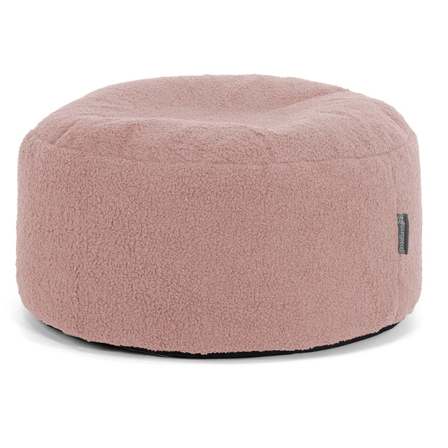 Grand Repose-pied Rond - Bouclé Rose 01