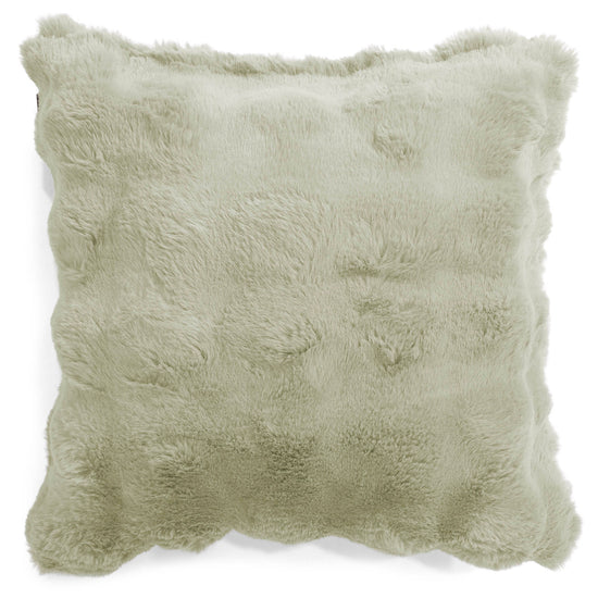 Housse de Coussin 47 x 47cm - Fausse Fourrure à Bulles Vert Sauge 01