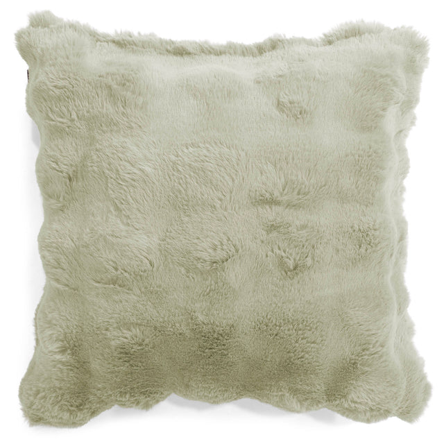 Housse de Coussin 47 x 47cm - Fausse Fourrure à Bulles Vert Sauge 01