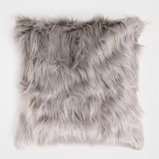 Housse de Coussin 47 x 47cm - Imitation fourrure à poils longs Gris 01