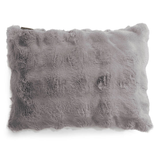 Housse de Coussin Rectangulaire 35 x 50cm - Fausse Fourrure à Bulles Gris 01
