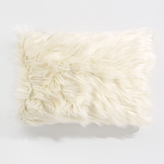 Housse de Coussin Rectangulaire 35 x 50cm - Imitation fourrure à poils longs Crème 01