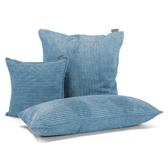 Housse de Coussin Rectangulaire Géant 40 x 70cm - Pompon Bleu Ciel 03