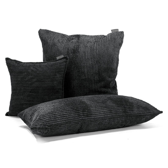 Housse de Coussin Rectangulaire Géant 40 x 70cm - Pompon Noir 03