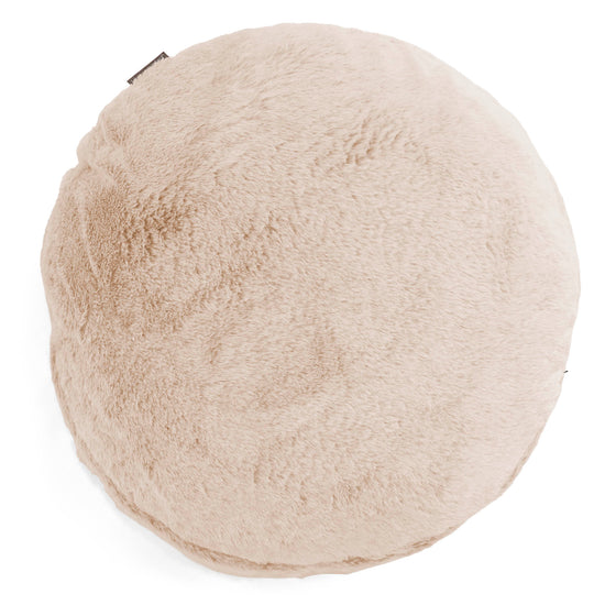 Housse de Coussin Rond 50cm - Fausse Fourrure Lapin Blanc 01