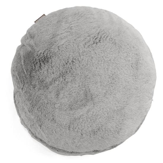 Housse de Coussin Rond 50cm - Fausse Fourrure Lapin Gris clair 01