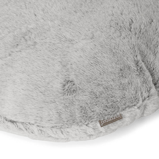 Housse de Coussin Rond 50cm - Fausse Fourrure Lapin Gris clair 02