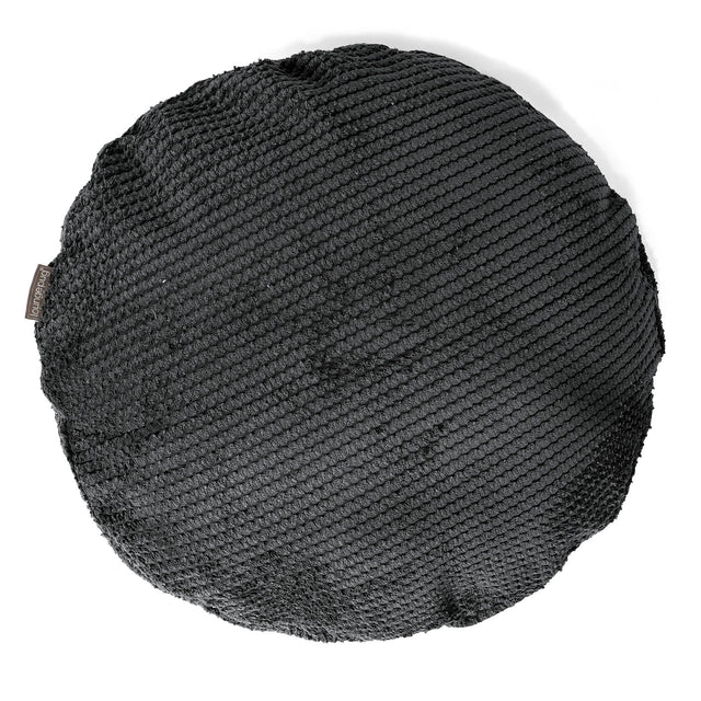 Housse de Coussin Rond 50cm - Pompon Noir 01