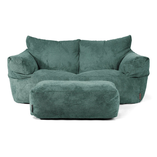 Joséphine Canapé Pouf - Velours Côtelé Gaufré Vert Mousse 02