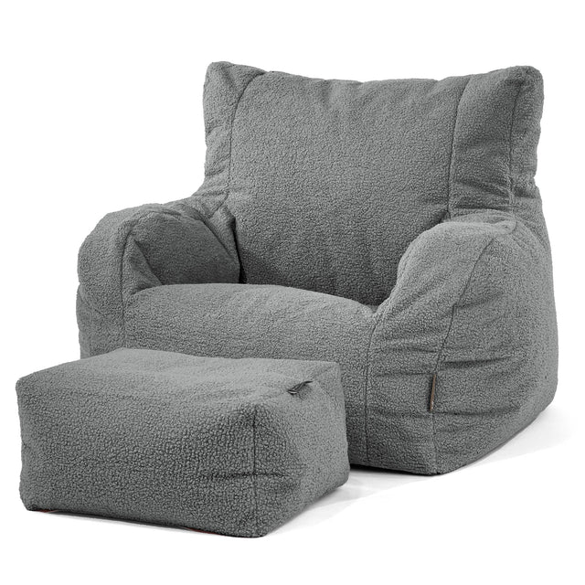 Joséphine Pouf Fauteuil Design - Bouclé Gris 01