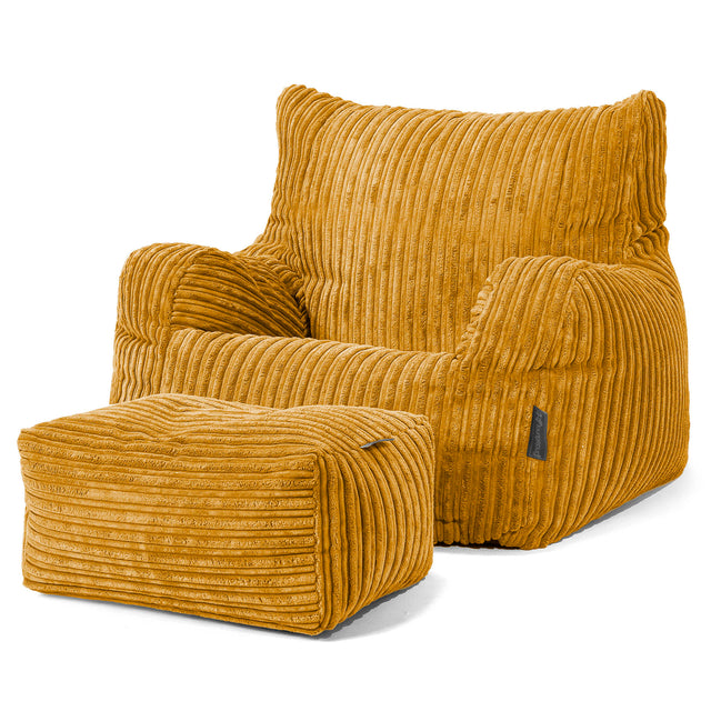 Joséphine Pouf Fauteuil Design - Côtelé Miel doré 02