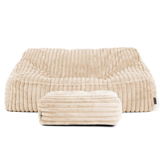 Le Canapé Pouf Doudou - Velours Côtelé Ultra Pelucheux Crème 03