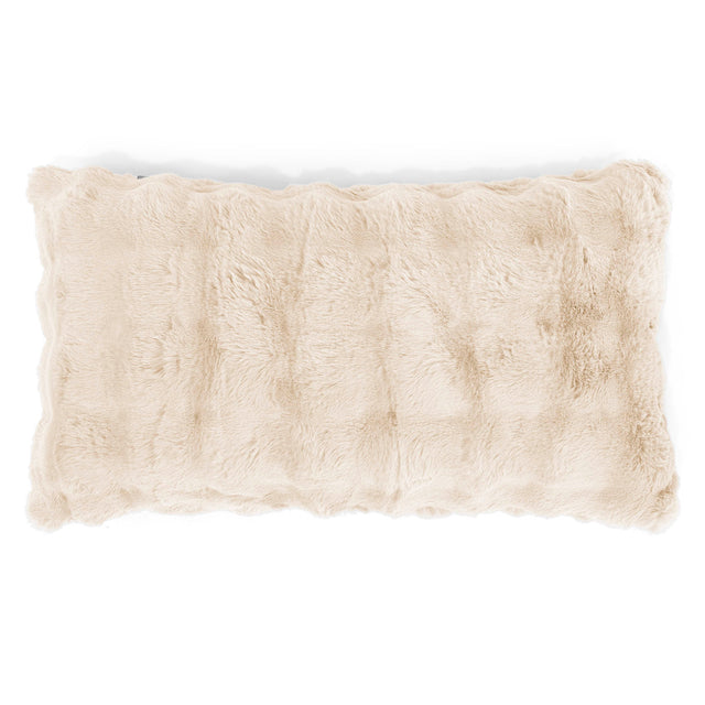 Housse de Coussin Rectangulaire Géant 40 x 70cm - Fausse Fourrure à Bulles Crème 01