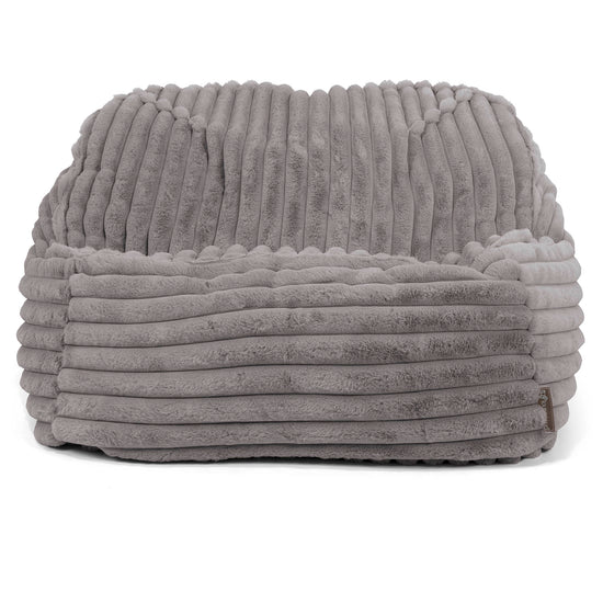 Le Pouf Doudou - Velours Côtelé Ultra Pelucheux Gris 02