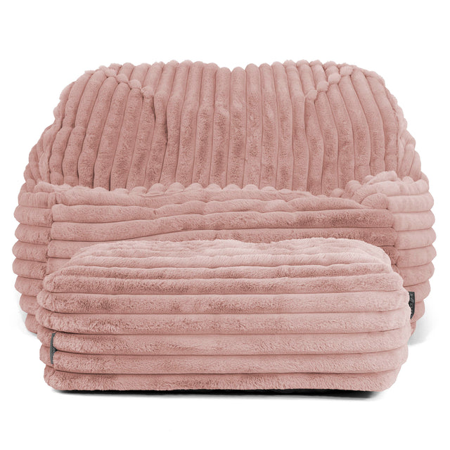 Le Pouf Doudou - Velours Côtelé Ultra Pelucheux Rose Pastel 03