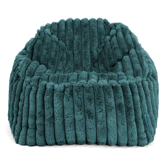 Le Pouf Enfant Doudou 2-6 ans - Velours Côtelé Ultra Pelucheux Bleu Canard 02