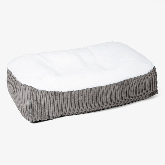 Lit pour Chien, Taille Moyenne - Sherpa & Côtelé Anthracite 01