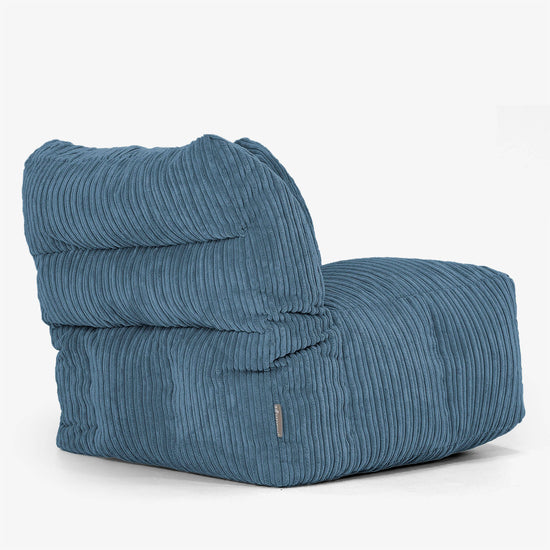 Modulaire Canapé Pouf, Élément Angle Gauche - Côtelé Bleu Marine 03
