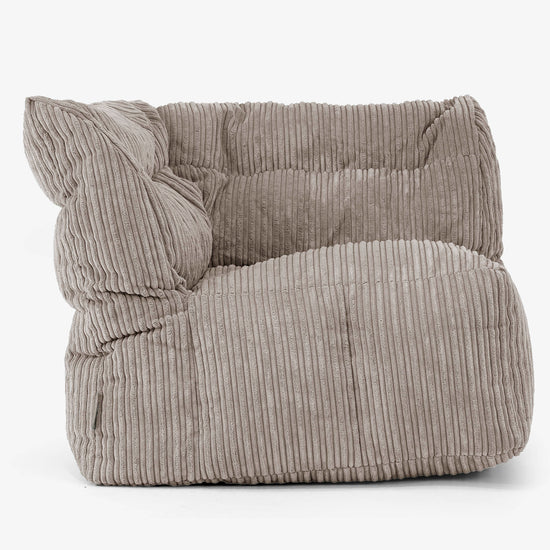 Modulaire Canapé Pouf, Élément Angle Gauche - Côtelé Grège 01