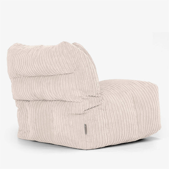 Modulaire Canapé Pouf, Élément Angle Gauche - Côtelé Ivoire 03
