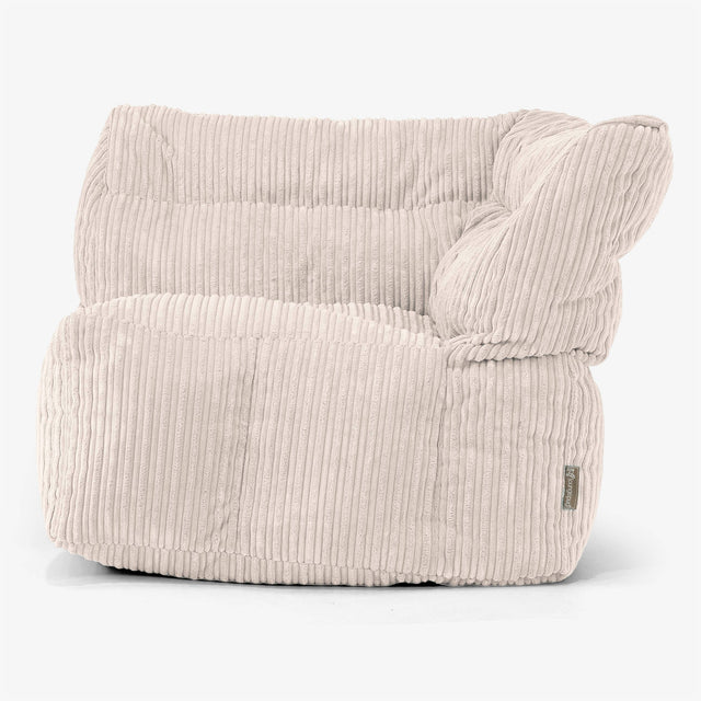 Modulaire Canapé Pouf, Élément Angle Droit - Côtelé Ivoire 01