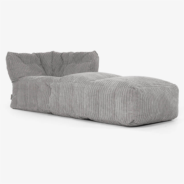 Modulaire Canapé Pouf, Élément Méridienne Droite - Côtelé Anthracite 01