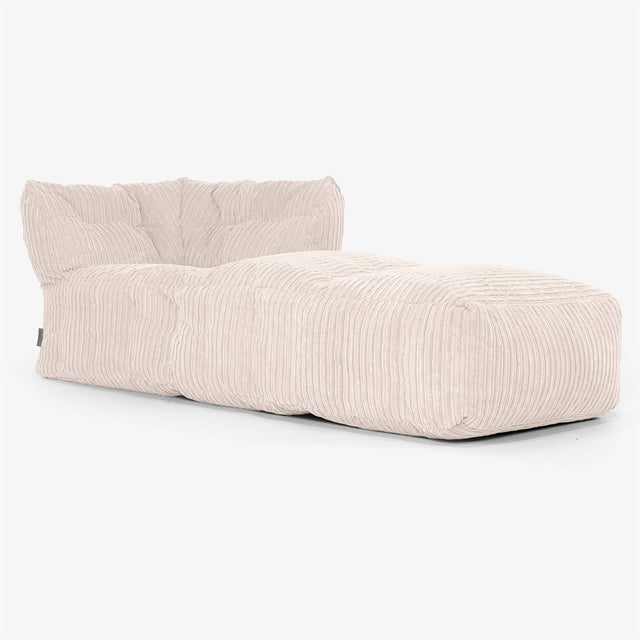 Modulaire Canapé Pouf, Élément Méridienne Droite - Côtelé Ivoire 01