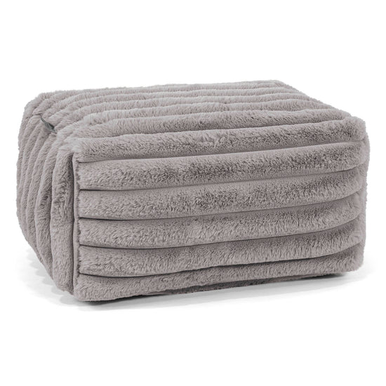 Petit Repose Pied - Velours Côtelé Ultra Pelucheux Gris 01