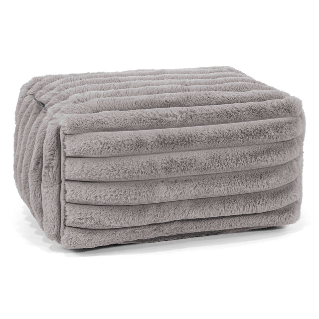 Petit Repose Pied - Velours Côtelé Ultra Pelucheux Gris 01