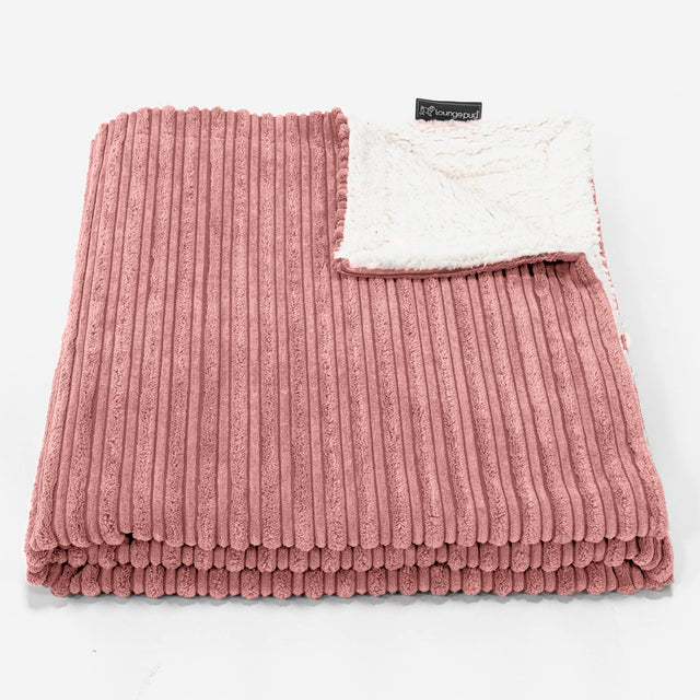 Plaid / Couverture Sherpa - Côtelé Pêche 02