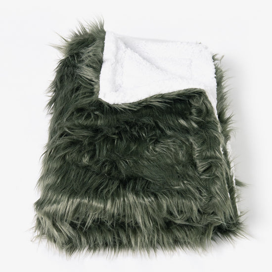 Plaid / Couverture Sherpa - Imitation fourrure à poils longs Vert sauge 01