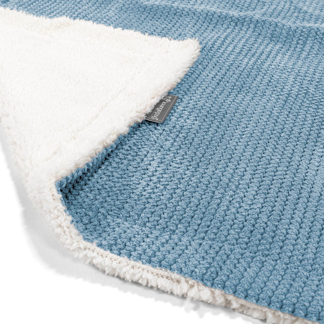 Plaid / Couverture Sherpa - Pompon Bleu Ciel 01
