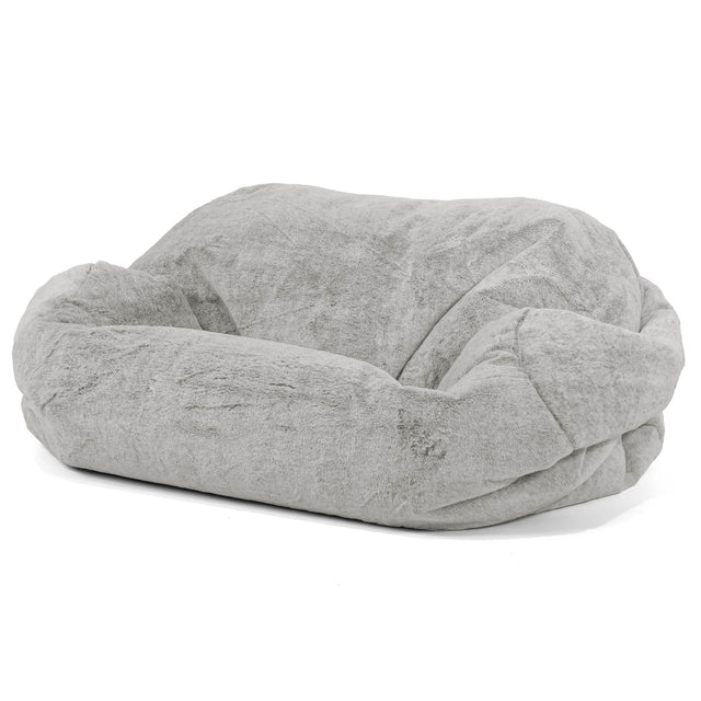 Pouf Canapé Sabine - Fausse Fourrure Lapin Gris clair 01