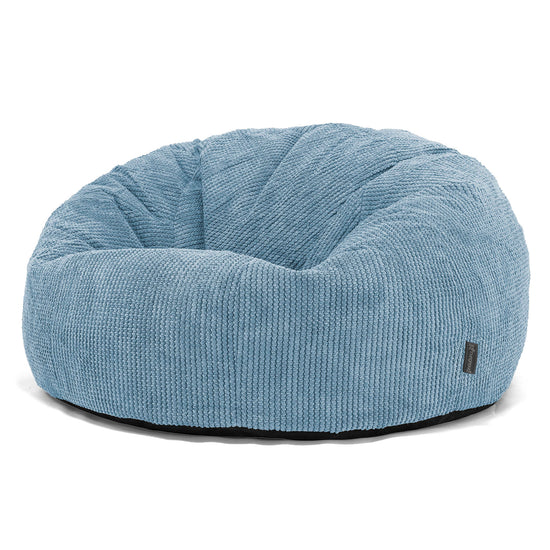 Pouf Canapé Classique - Pompon Bleu Ciel 01