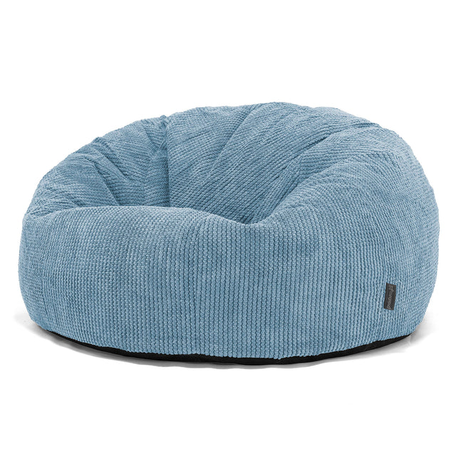 Pouf Canapé Classique - Pompon Bleu Ciel 01