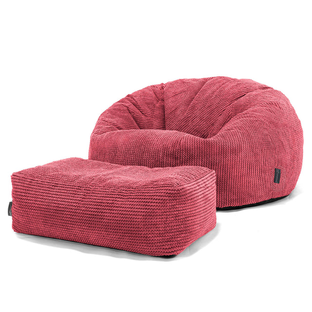 Pouf Canapé Classique - Pompon Rouge pastel 02