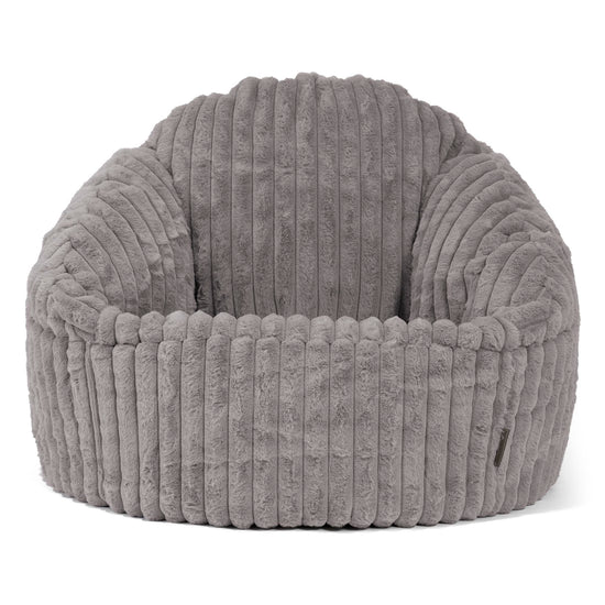Pouf Chaise Bubble - Velours Côtelé Ultra Pelucheux Gris 01