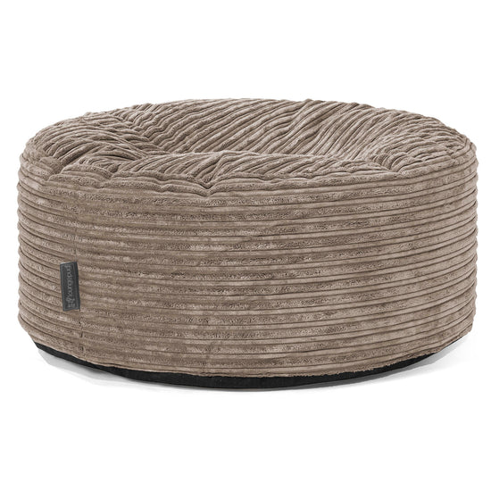 Pouf Design Rond - Côtelé Grège 01
