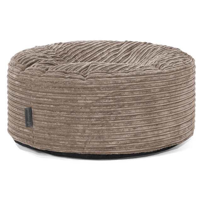 Pouf Design Rond - Côtelé Grège 01