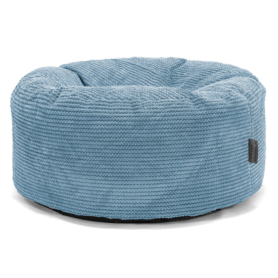 Pouf Design Rond - Pompon Bleu Ciel 01