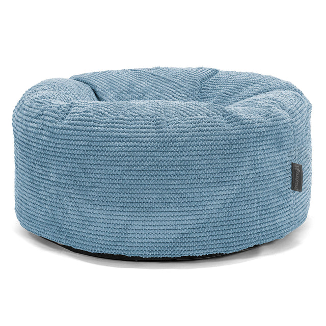 Pouf Design Rond - Pompon Bleu Ciel 01