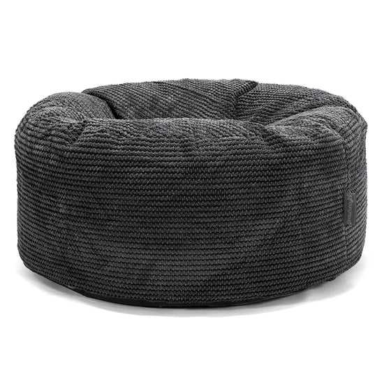 Pouf Design Rond - Pompon Noir 01