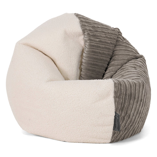 Flexforma Pouf Rond pour Tout-Petit 1-3 ans - Bouclé & Côtelé Anthracite 02