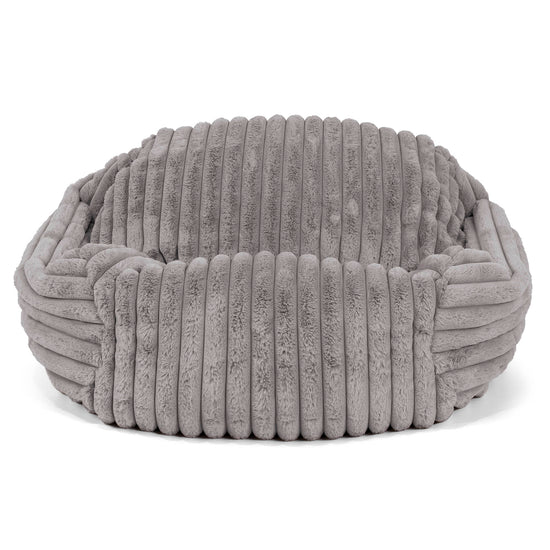 Pouf Fauteuil Sabine - Velours Côtelé Ultra Pelucheux Gris 02