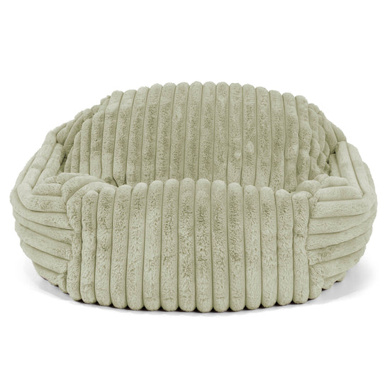 Pouf Fauteuil Sabine - Velours Côtelé Ultra Pelucheux Vert Sauge 02