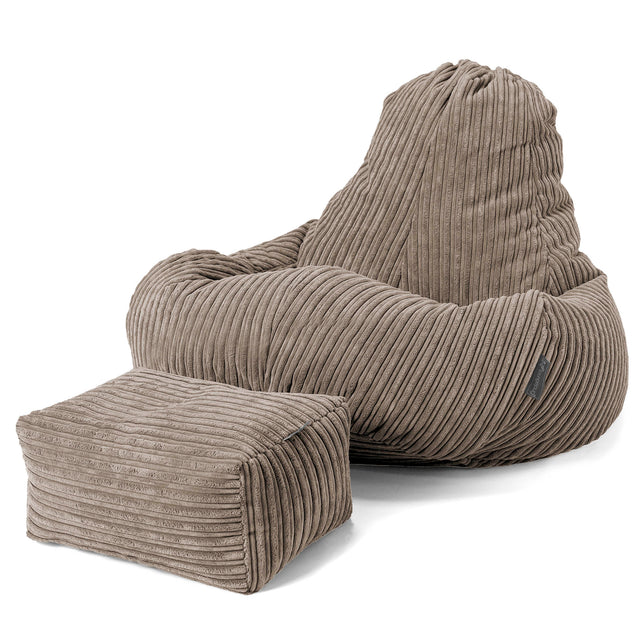Pouf Gamer Ultra Lux - Côtelé Grège 02